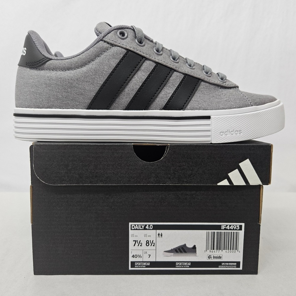 Adidas Daily 4.0 Casual Athletic Shoes IF4493 Gray Black White Men's Size‎ 7.5